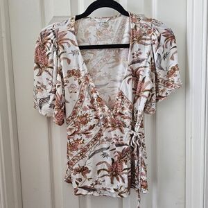 Lucky Brand Short Sleeve Wrap Blouse